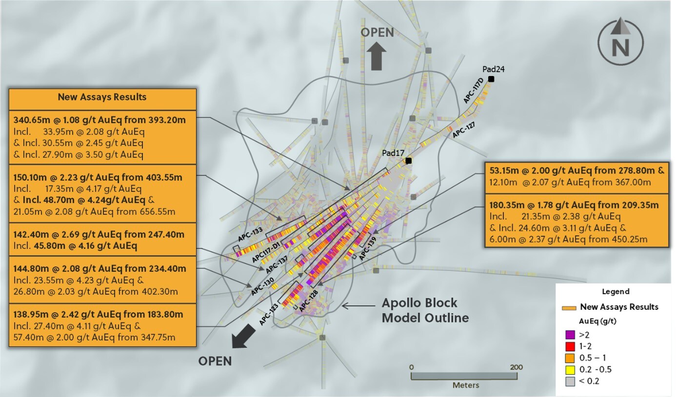 Figura 2: Vista en planta del sistema Apollo destacando los pozos de perforación anunciados en este comunicado (CNW Group/Collective Mining Ltd.)